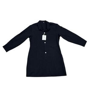 NWT Fashion Women's Size Medium Black Button-Front Long Sleeve Dress